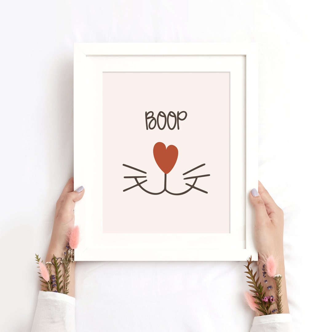 Boop Nose Print, Cat Whiskers, Cat Lover Print, Cute Modern Boho Wall ...