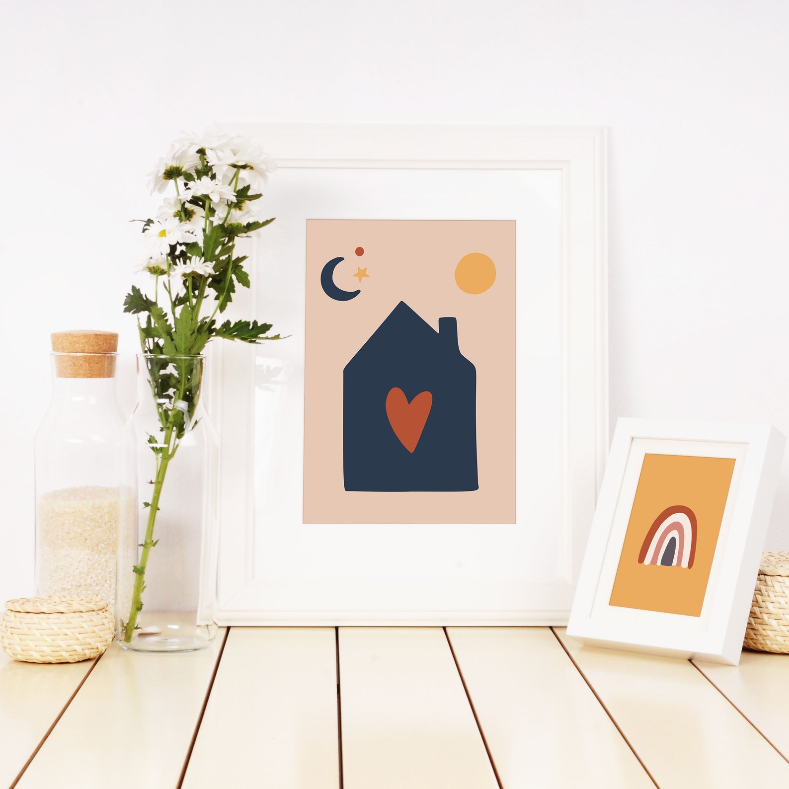 Boho Home Print Cute Modern House Wall Art Home Sweet Home - Etsy