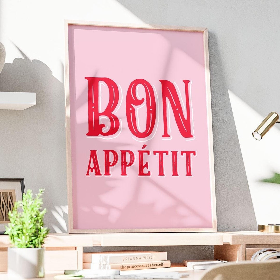 set of 2 bon appetit prints, retro cooking prints,... Bon Appetit Print, Retro Kitchen Poster, Restaurant Printable Wall Art ...