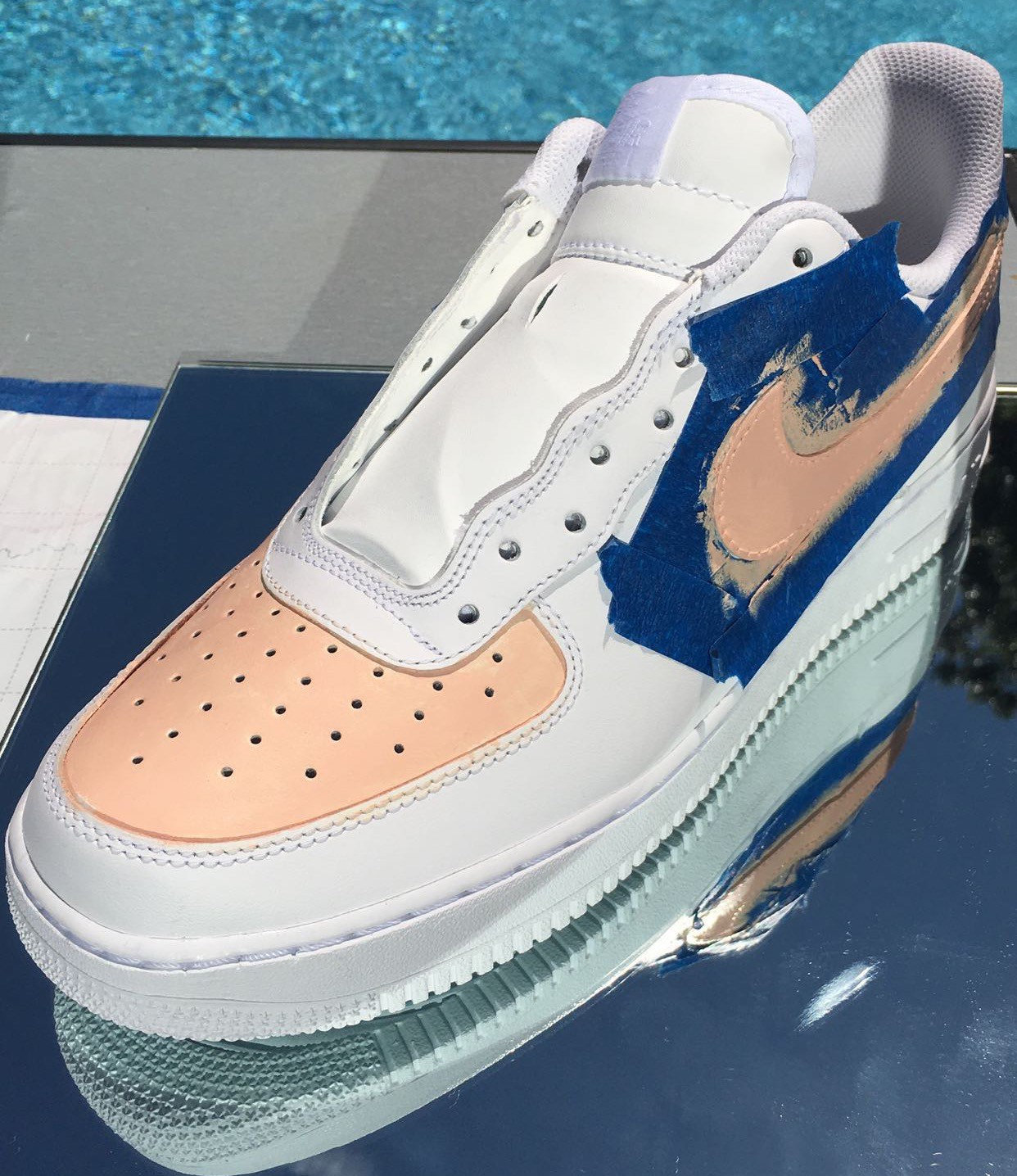 Custom LV x White Air Force 1 Lows - With Toe Box – Detroit Customs