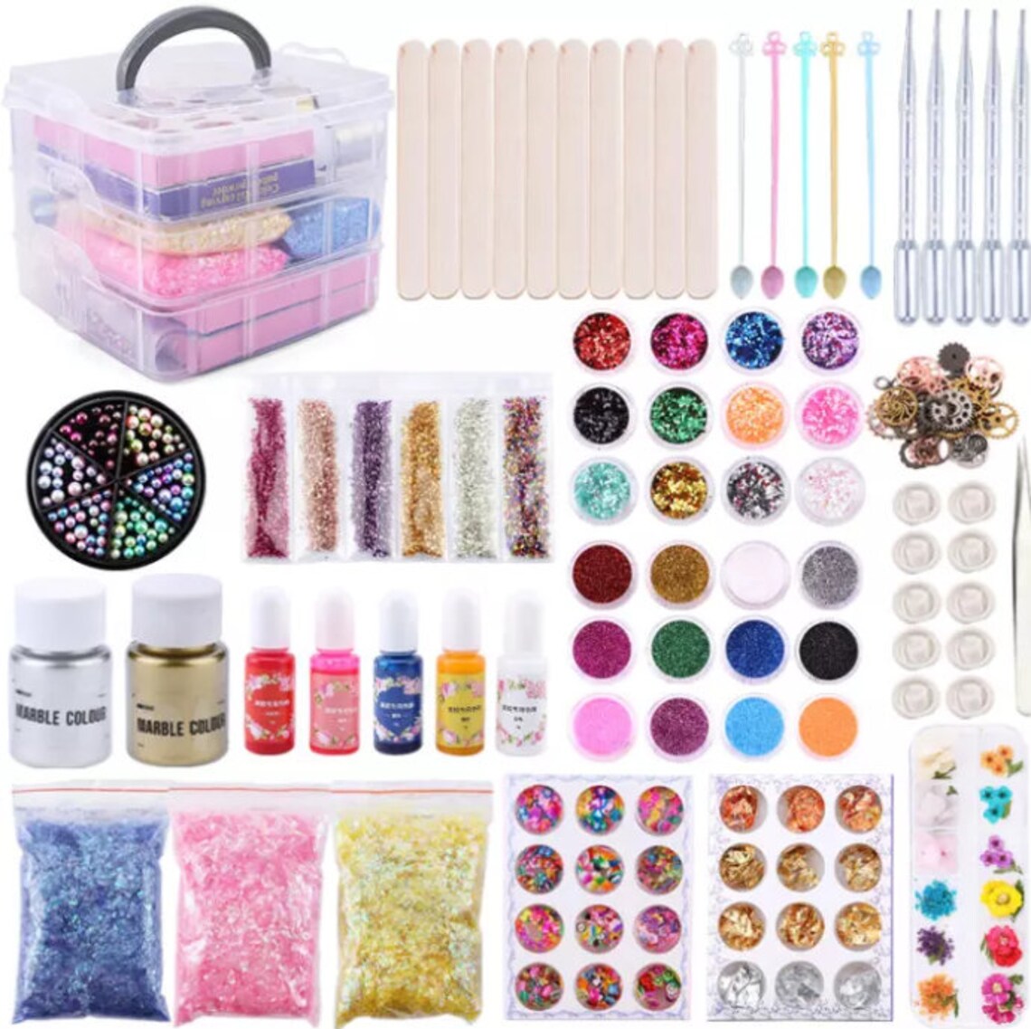 Epoxy Resin Accessories Kit With 3 Layers Box Filling Sequins Etsy