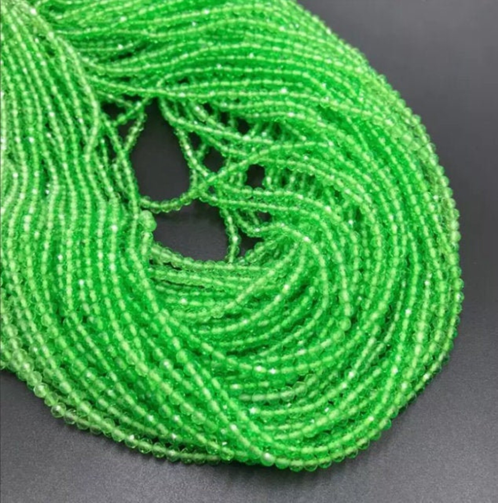 2/3MM Natural Green Crystal Beads Green Crystal Micro Faceted Etsy