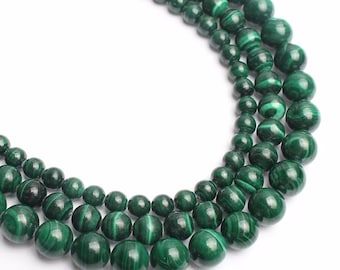 Charm Fashion 6mm Outstanding Vintage Malachite Round Gems Beads Necklace 18”