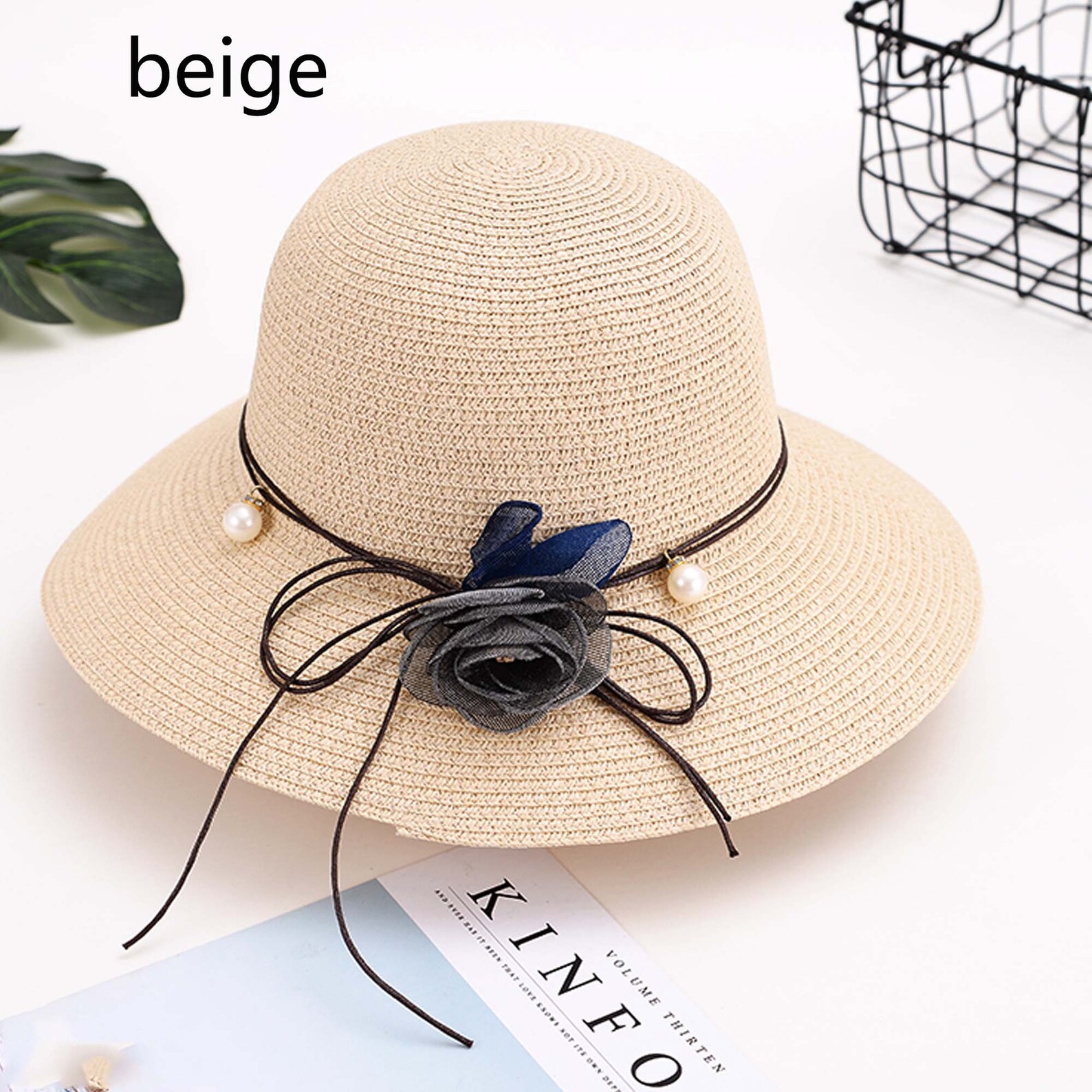 Flower Straw Hat HandWoven Straw Hat Bow Hat Folding Straw Etsy