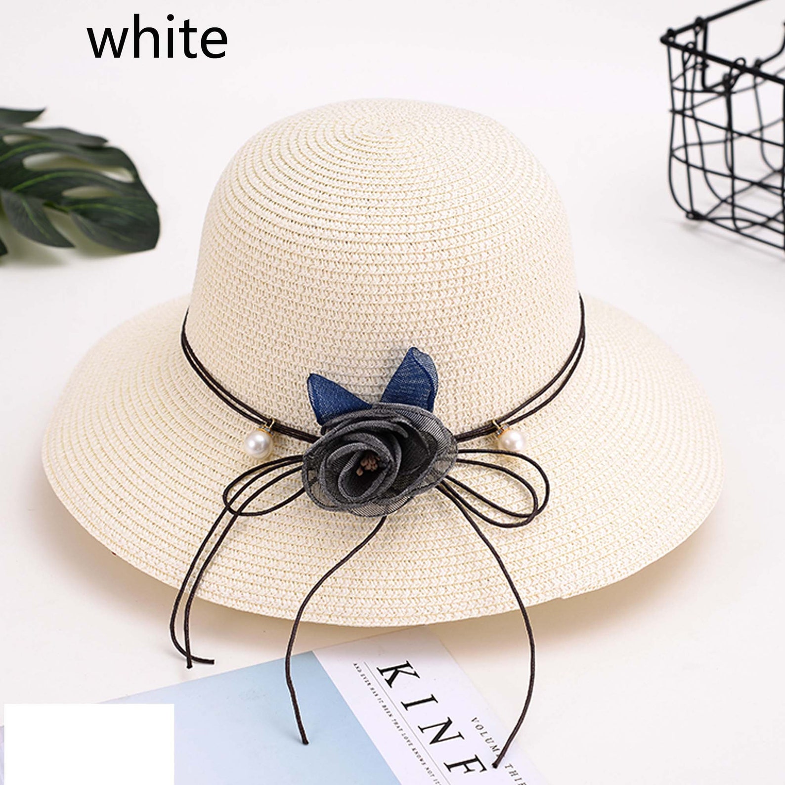 Flower Straw Hat Hand-Woven Straw Hat Bow Hat Folding Straw | Etsy