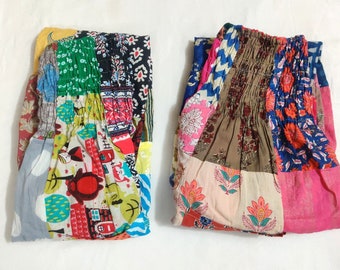 Cotton Patchwork Pants Set Of 2