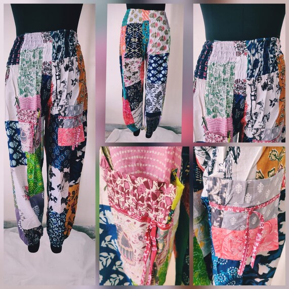 Set Of 2 Patchwork Harem Pants, Multicolor Assort… - image 4