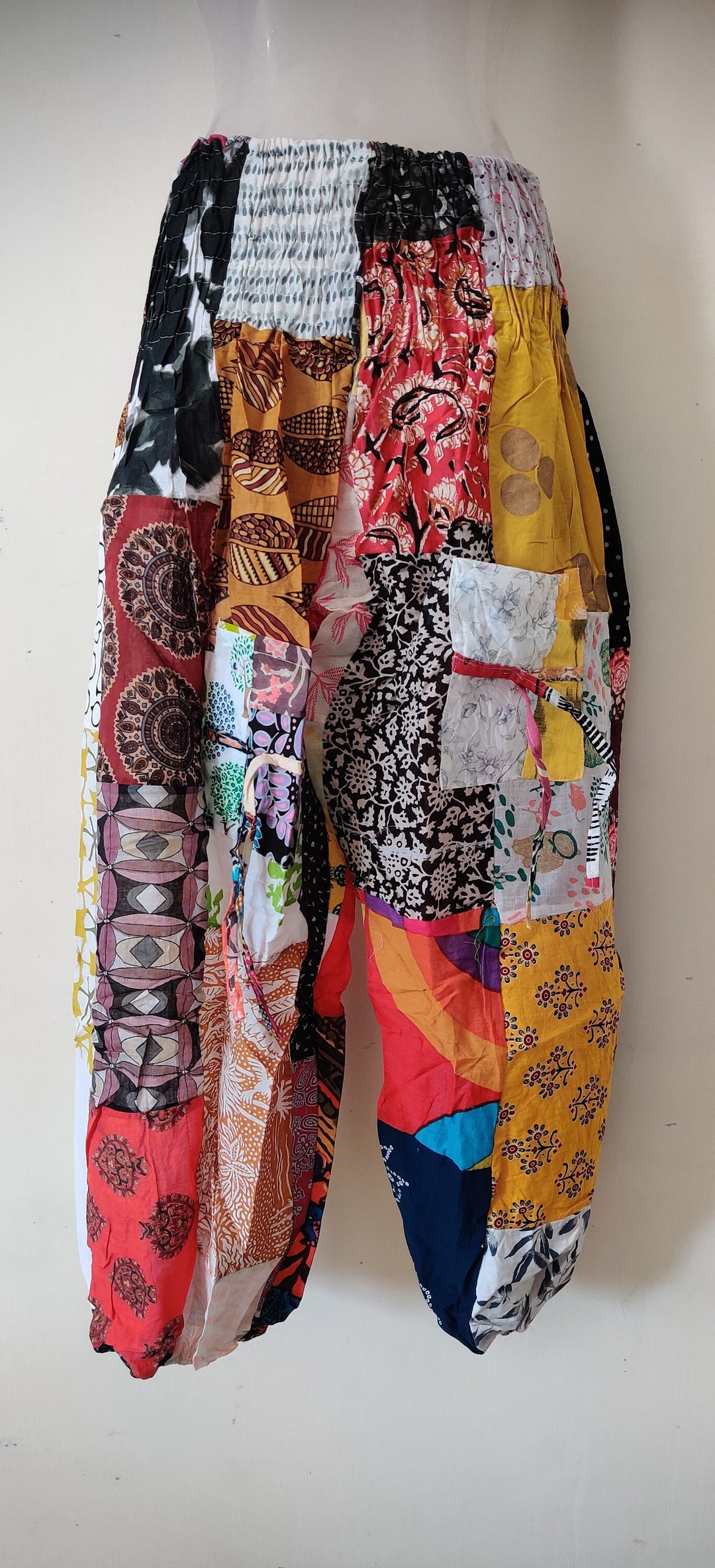 Cotton Patchwork Harem Pants Patchwork Yoga Pants Indian Etsy