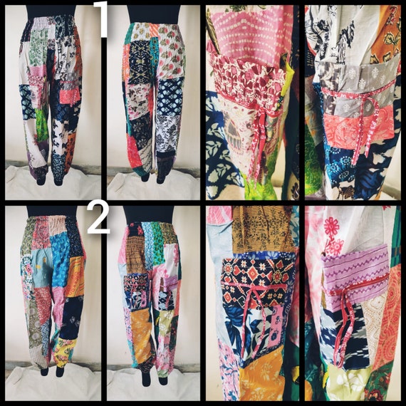 Set Of 2 Patchwork Harem Pants, Multicolor Assort… - image 2