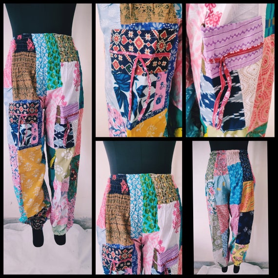 Set Of 2 Patchwork Harem Pants, Multicolor Assort… - image 3