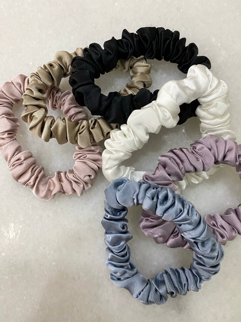 Pure mulberry silk scrunchies/ silk hair ties/ hair elastic/ Etsy