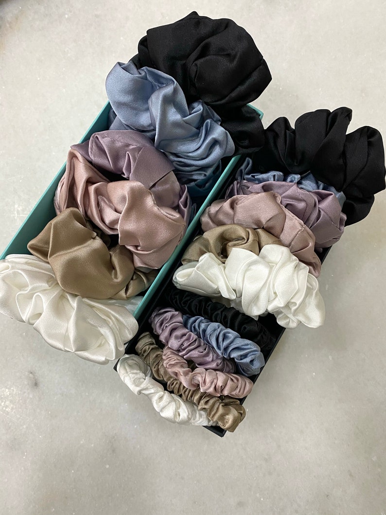 Pure mulberry silk scrunchies/ silk hair ties/ hair elastic/ Etsy