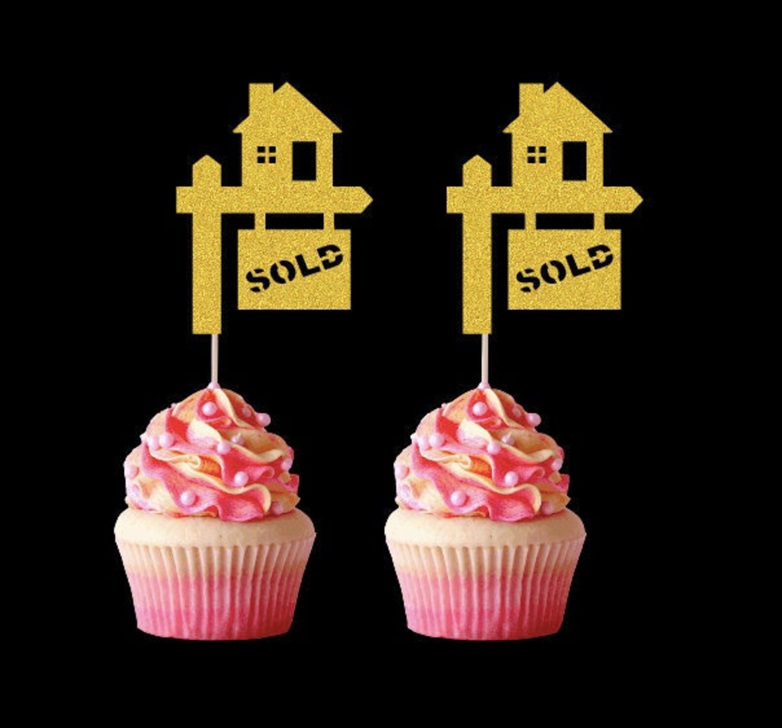 Realtor Cake Topper Real Estate Cupcake Topper Sold Etsy