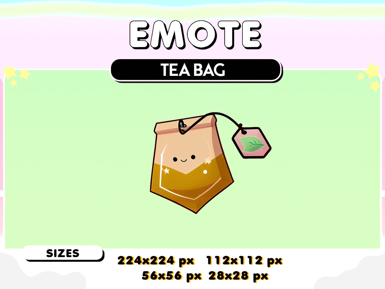 Emote TEA BAG Icon Twitch Discord Tea Bag Kawaii Cute Etsy