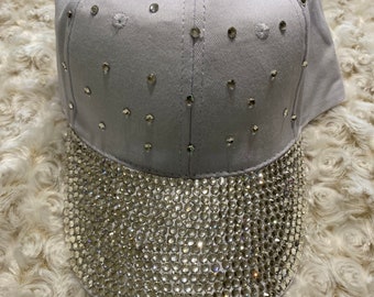 Handmade Rhinestone Bling Crystal Gray Ajustable Baseball  display picture 2