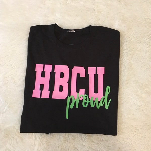 Black HBCU Proud T-shirt, Pink and Green, Woman's T-shirt