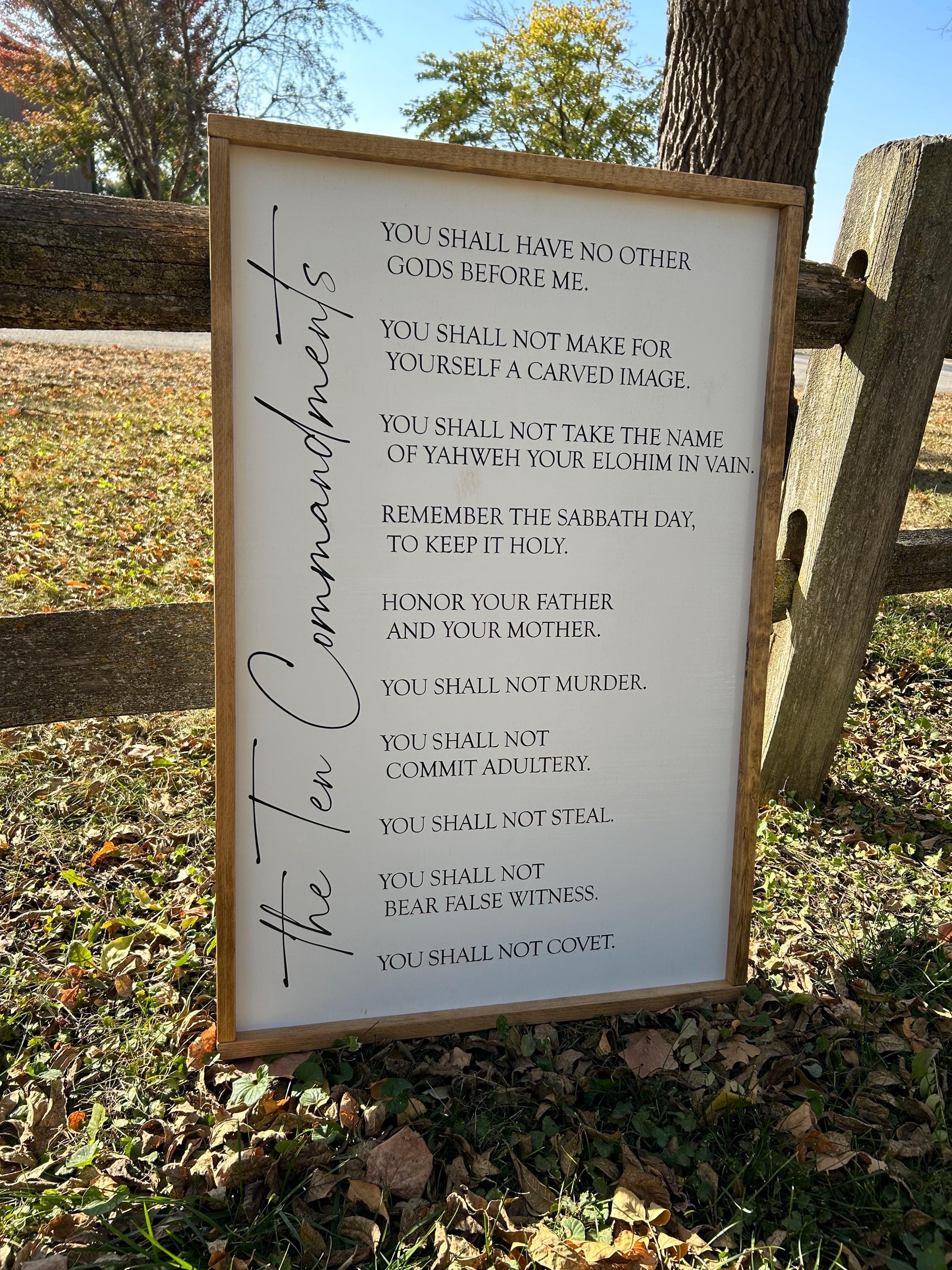 The Ten Commandments | Farmhouse Christian Sign | 24” X 36” | Wood ...