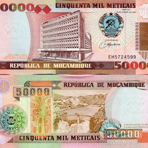 Mozambique / Mosambik Banknote 50000 Meticais 1993 P138 Geldschein Papiergeld aus Afrika Bankfrisch UNC.