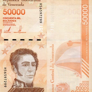 Venezuela Banknote 50000 Bolivares Geldschein Papiergeld aus Südamerika Bankfrisch UNC.
