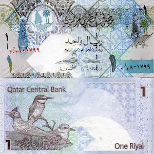 Qatar / Qatar Banknote 1 Riyal P-28 B215b Papiergeld aus Asien Bankfrisch UNC.