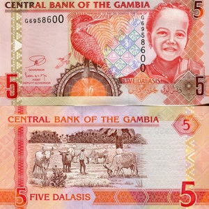 Gambia Banknote 20 Dalasis Collectible Polymer Memorial Banknote from Africa Bankfresh UNC.