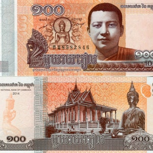 Kambodscha Banknote 100 Riels Geldschein aus Kambodscha Papiergeld aus Asien Bankfrisch UNC.