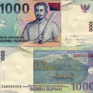 Indonesien Banknote 1000 Rupiah P141j Geldschein aus Indonesien Papiergeld aus Asien Bankfrisch UNC.