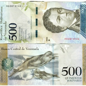 Venezuela Banknote 500 Bolivares Geldschein aus Venezuela Papiergeld aus Südamerika Bankfrisch UNC.