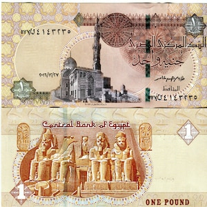 Ägypten Banknote 1 Pfund Ägypten Geldschein Papiergeld aus Afrika Bankfrisch UNC.