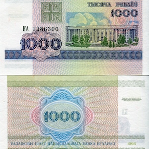 Weißrussland Banknote 1000 Rubel 1998 Pick 16 Geldschein Papiergeld aus Europa UNC.