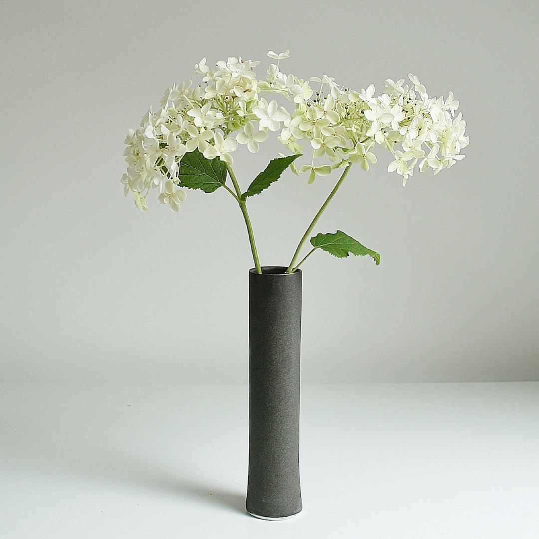Handmade Porcelain Bud Vase: Dark Grey Contemporary Ceramic - Etsy