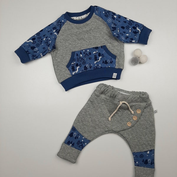 Genähte Baby Bekleidung Junge Boy Sweater Sweatshirt , Hose oder als Set in den Größen  50 ,56 ,62 ,68 ,74 ,80 ,86 ,92 ,98 ,104