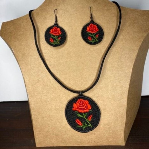 Rose Pendant/Charm FSL Machine Embroidery File *DIGITAL DOWNLOAD*