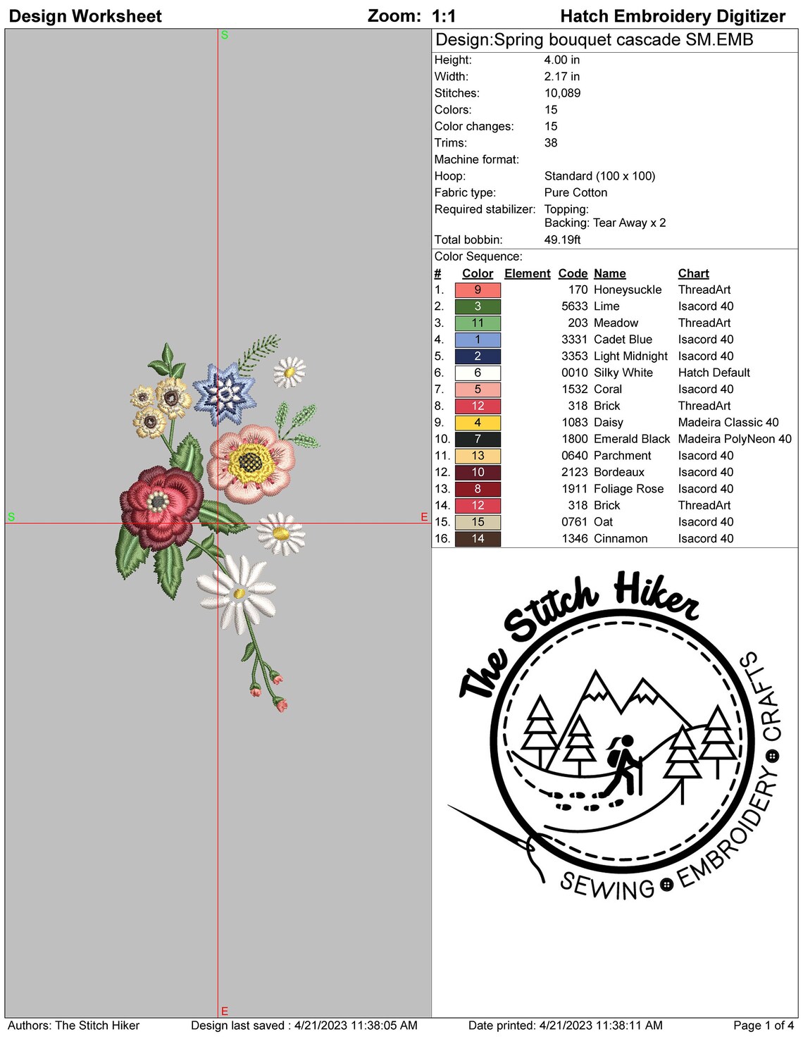 Spring Bouquet CASCADE Machine Embroidery *DIGITIAL DOWNLOAD* - Etsy