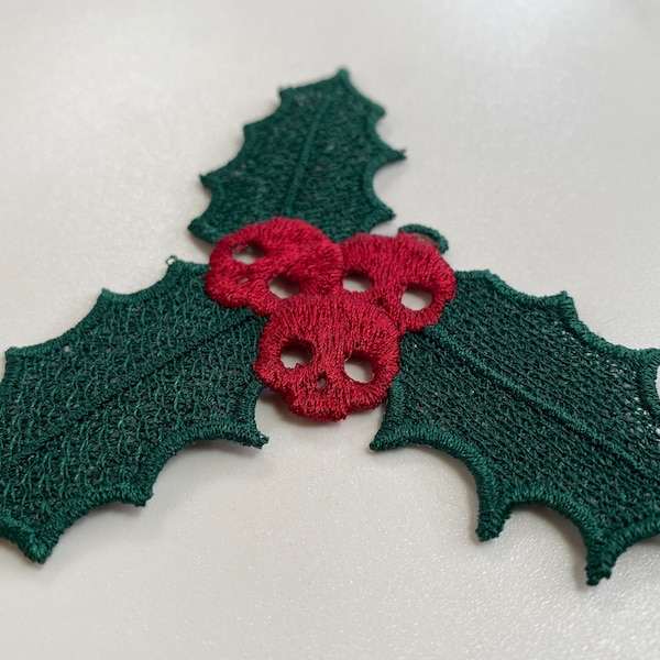 Christmas Goth / Heavy Metal Holly and Ivy FSL Machine Embroidery *Digital Download*