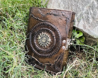 Dark Celestial Grimoire - Blank Commonplace Journal | sun Spellbook Aesthetic | Witchy Writing Gift, Hardcover Notebook , vintage sketchbook