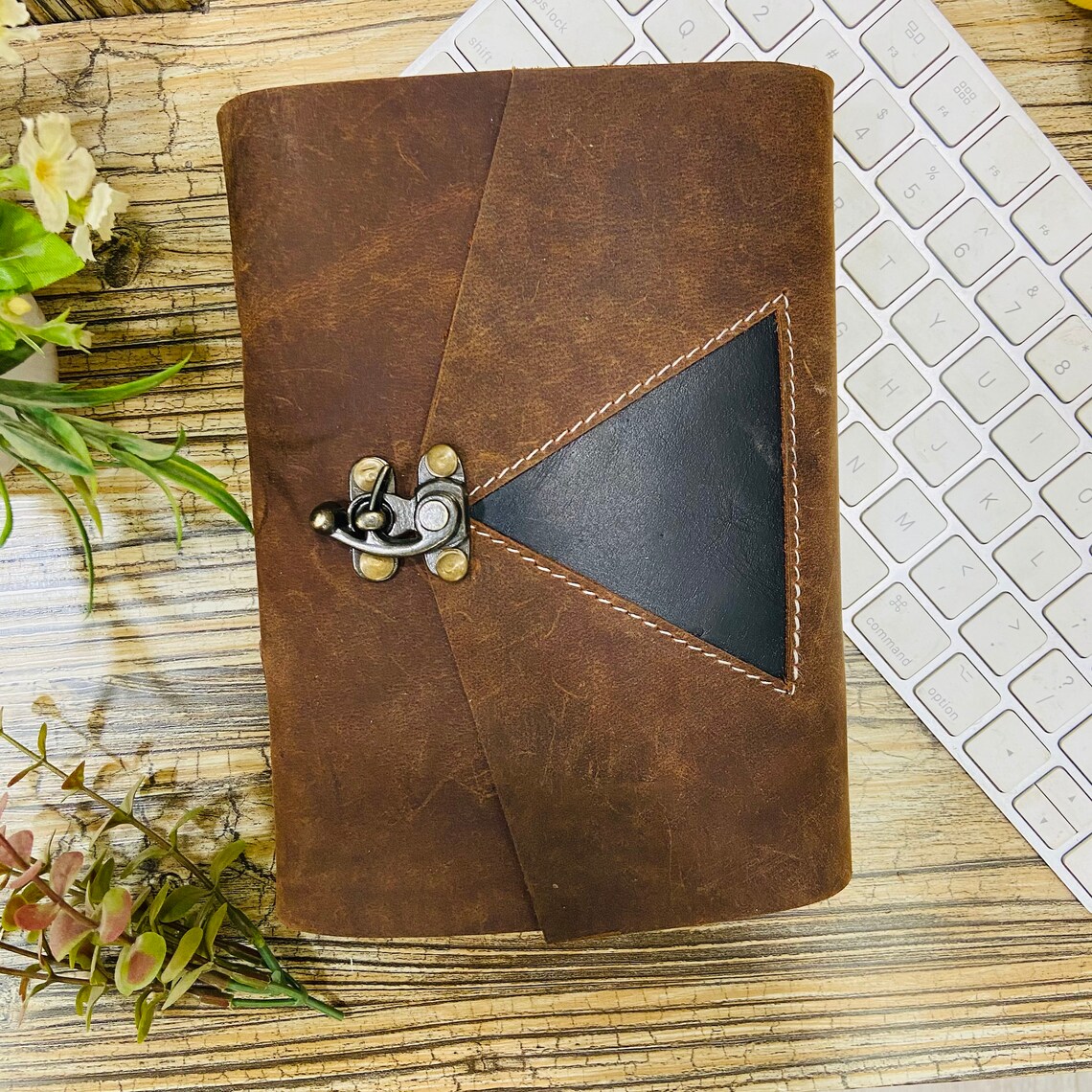 Book Of Shadows Soft Leather Journal Black Triangle Spell Book Etsy