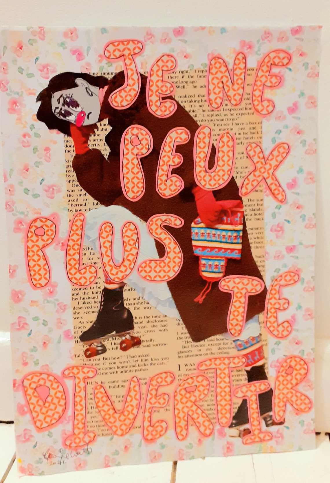 French word art collage original artwork handcut drawing Etsy