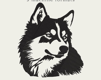Siberian Husky Embroidery Design | 4 Sizes | 9 Formats