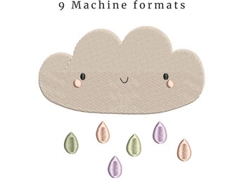 Baby Cloud Embroidery Design – Cartoon Style, 4 Sizes (Instant Download)