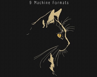 Cat Face Embroidery Design: Feline Head Machine Embroidery (Instant Download)