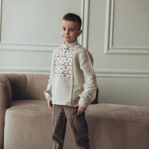 Linen Embroidered Shirt, Ukrainian Vyshyvanka Sorochka, Ukrainian Shirt with Embroidery for boy, Folk Vyshyvanka for kids, Embroidered Shirt