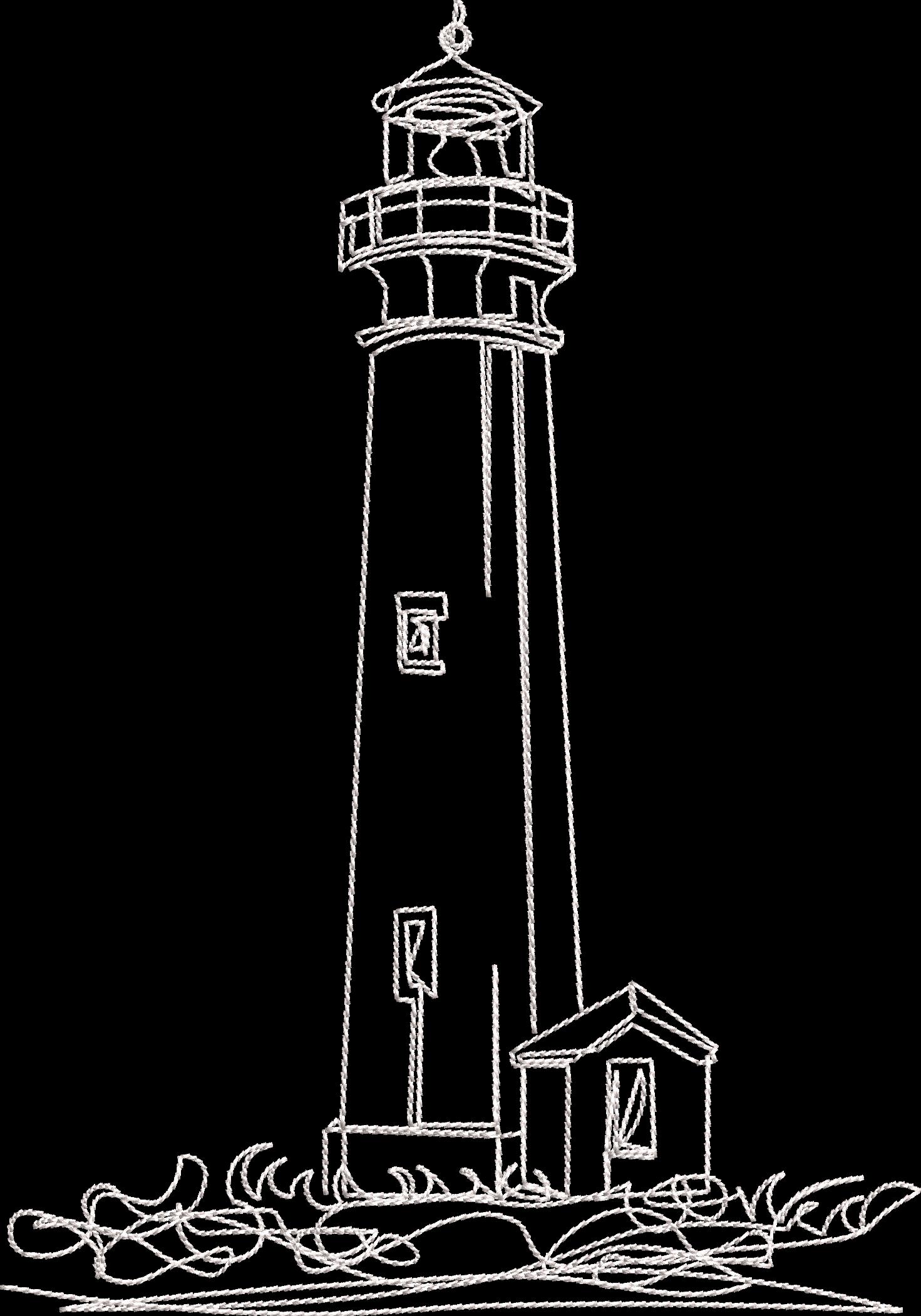 Nautical Lighthouse Machine Embroidery Design - Summer Beach Sketch ...