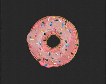 Pink Donut Embroidery Design: Food Theme File (Digital Download)