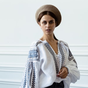 Elegant White Ukrainian Embroidered Blouse - Gift for Her