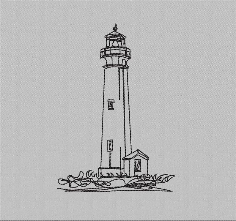Nautical Lighthouse Machine Embroidery Design - Summer Beach Sketch ...