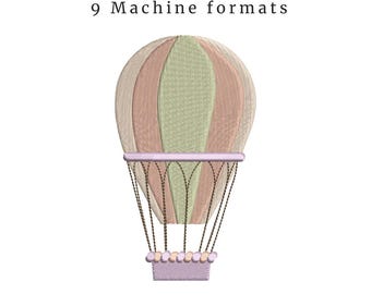 Baby Girl Hot Air Balloon Embroidery Design: Nursery Decor (Digital Download)
