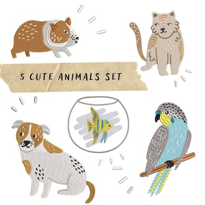 SET Cartoon animals Embroidery Design, Cute Animals  Machine Embroidery Design, - 4 Sizes, Instant download