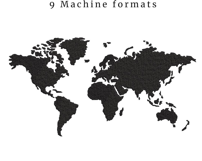 World Map Blackwork Embroidery Pattern | Globetrotter | Instant Digital ...