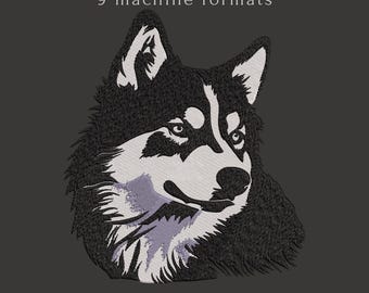 Siberian Husky Embroidery Design | 4 Sizes | 9 Formats